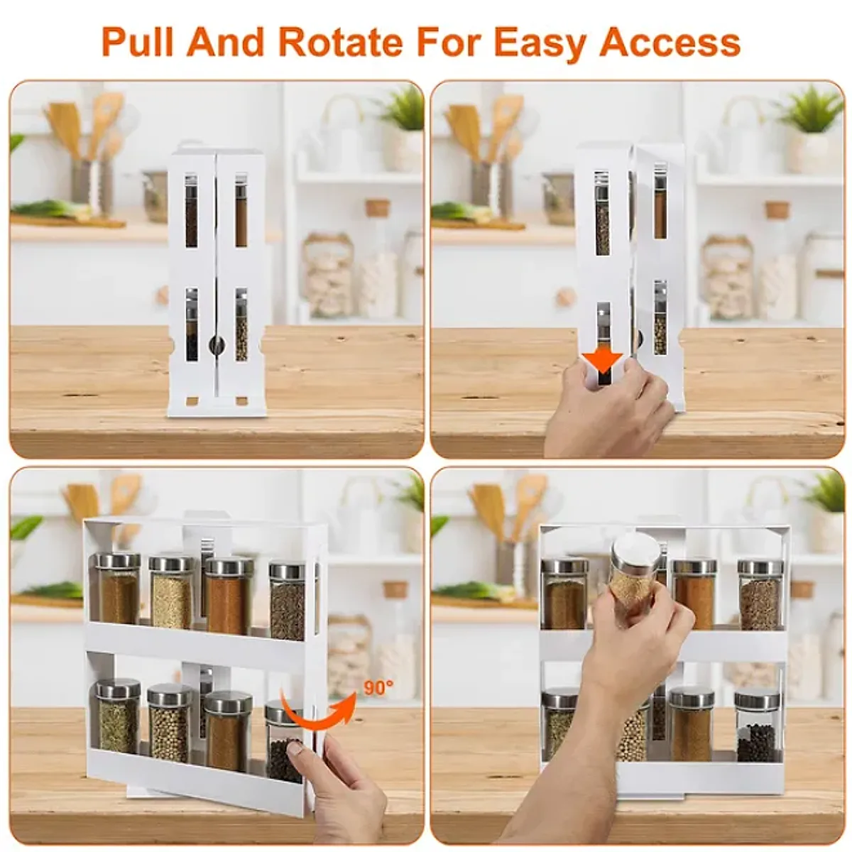 Swivel Cabinet Organizer Revolving Kitchen Rack Spice Organizer - Image 3
