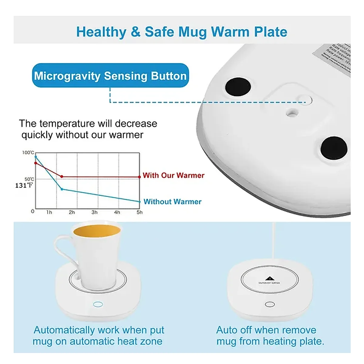 Coffee Mug Warmer Cup Warmer Auto Shut Off Coffee Tea - Image 6