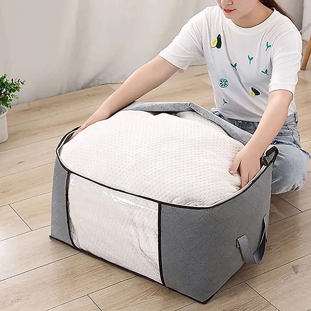 2Pcs Clothes Storage Bag 90L Large Capacity Foldable Closet - Image 2
