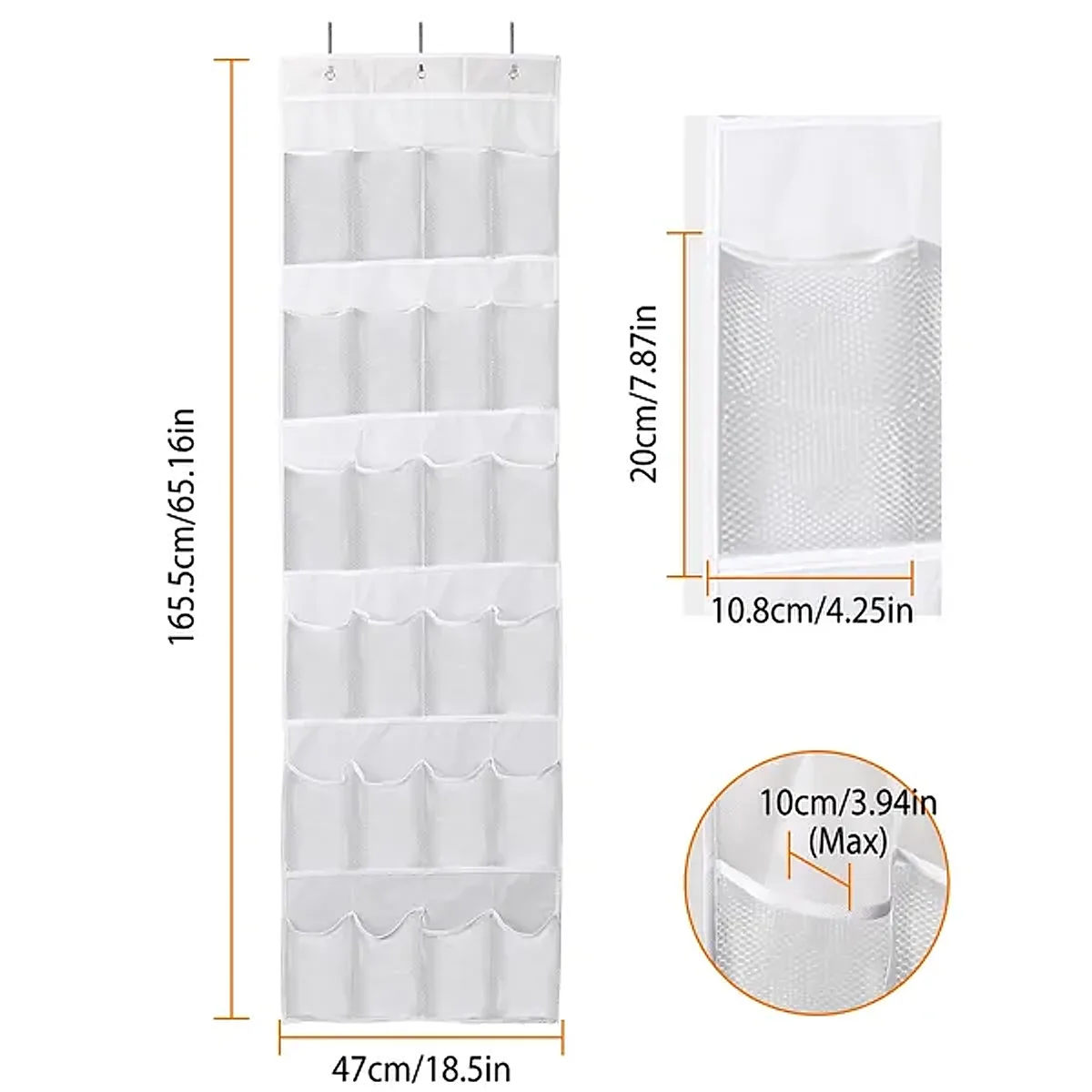 1Pc Over The Door Shoes Rack 24-Pocket Crystal Clear Organizer - Image 2
