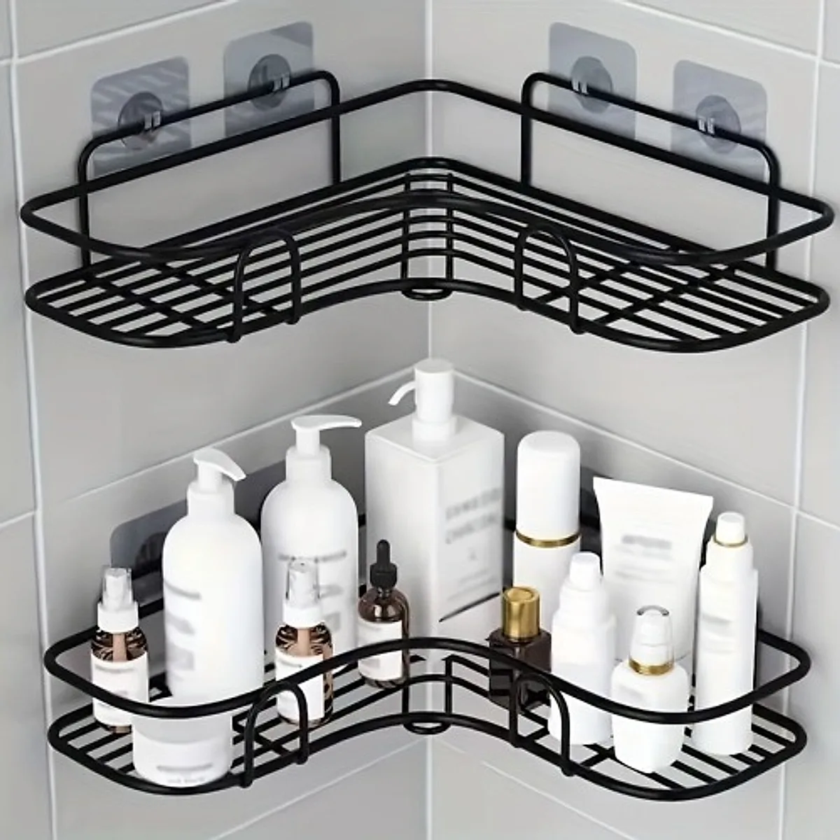 1pc Wall Mounted Bathroom Shelf, Shower Caddy Rack, No Punching Triangle Storage Rack For Bathroom Kitchen, Bathroom Accessories - Image 2