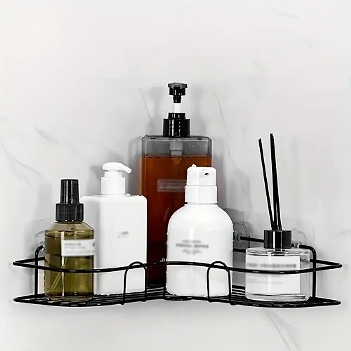 1pc Wall Mounted Bathroom Shelf, Shower Caddy Rack, No Punching Triangle Storage Rack For Bathroom Kitchen, Bathroom Accessories - Image 5