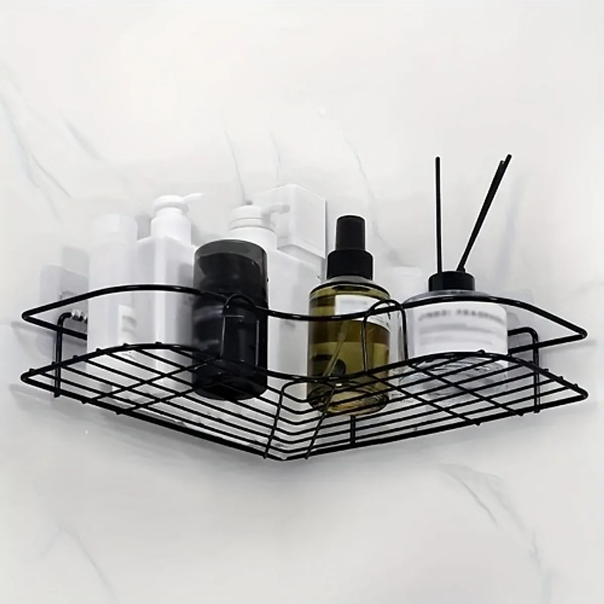 1pc Wall Mounted Bathroom Shelf, Shower Caddy Rack, No Punching Triangle Storage Rack For Bathroom Kitchen, Bathroom Accessories - Image 7
