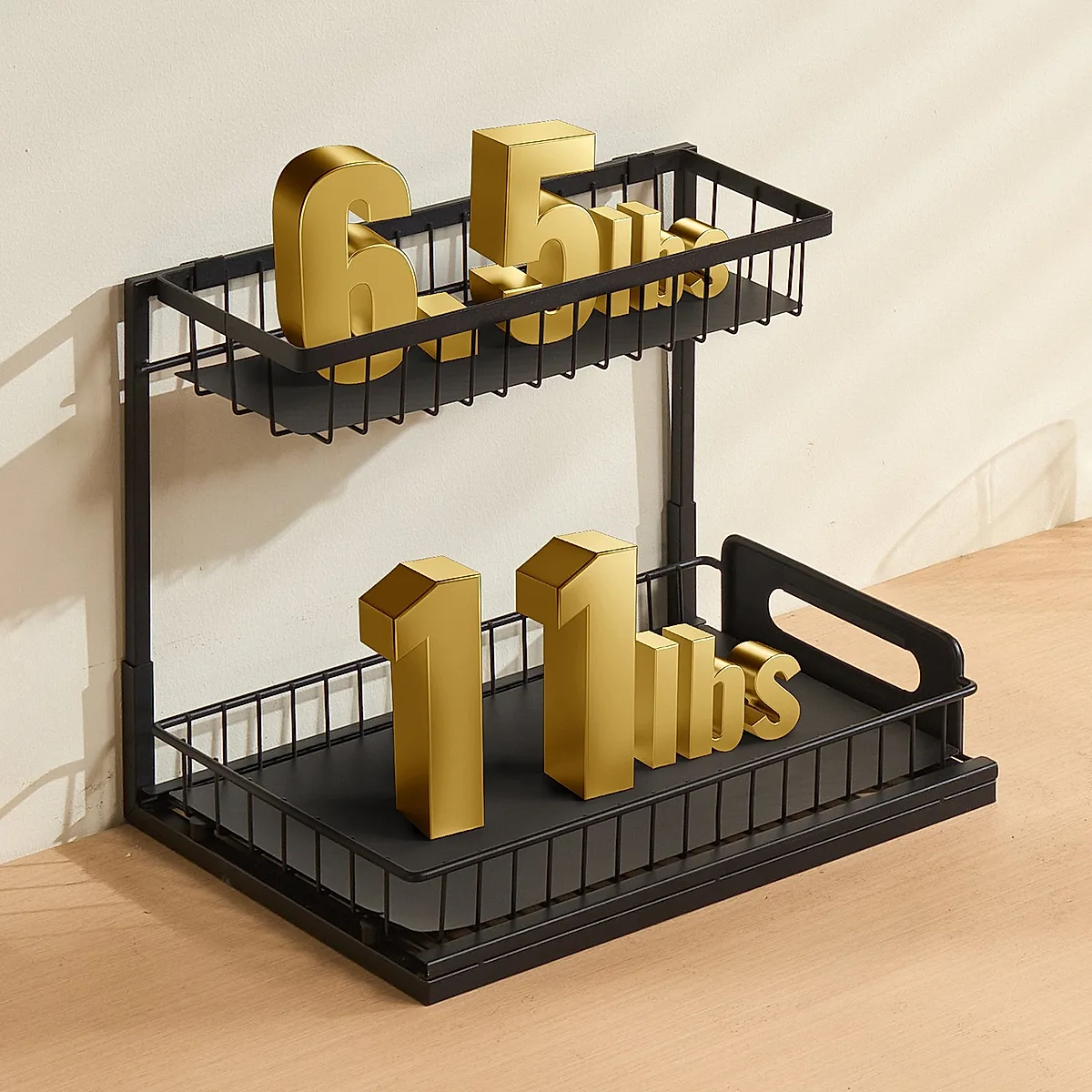 2-Tier 10.7"W X 14.2"D Pull Out Cabinet Under Sink Organizer 10.7"x14.2" Drawer Basket, 12.5"Wx15.5"Dx13"H Install Size For Cabinet - Image 6