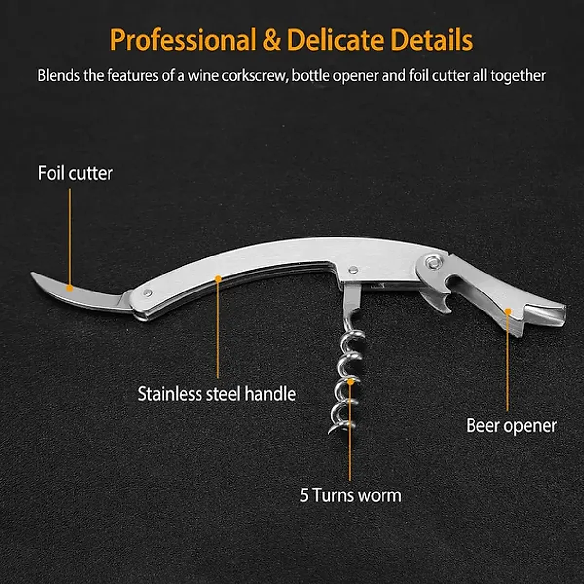 3Pcs Corkscrew Bottle Opener Set Tool Foil Cutter Drip Collar Protector Cork Stopper Wine Bottle Cap Opener - Image 4