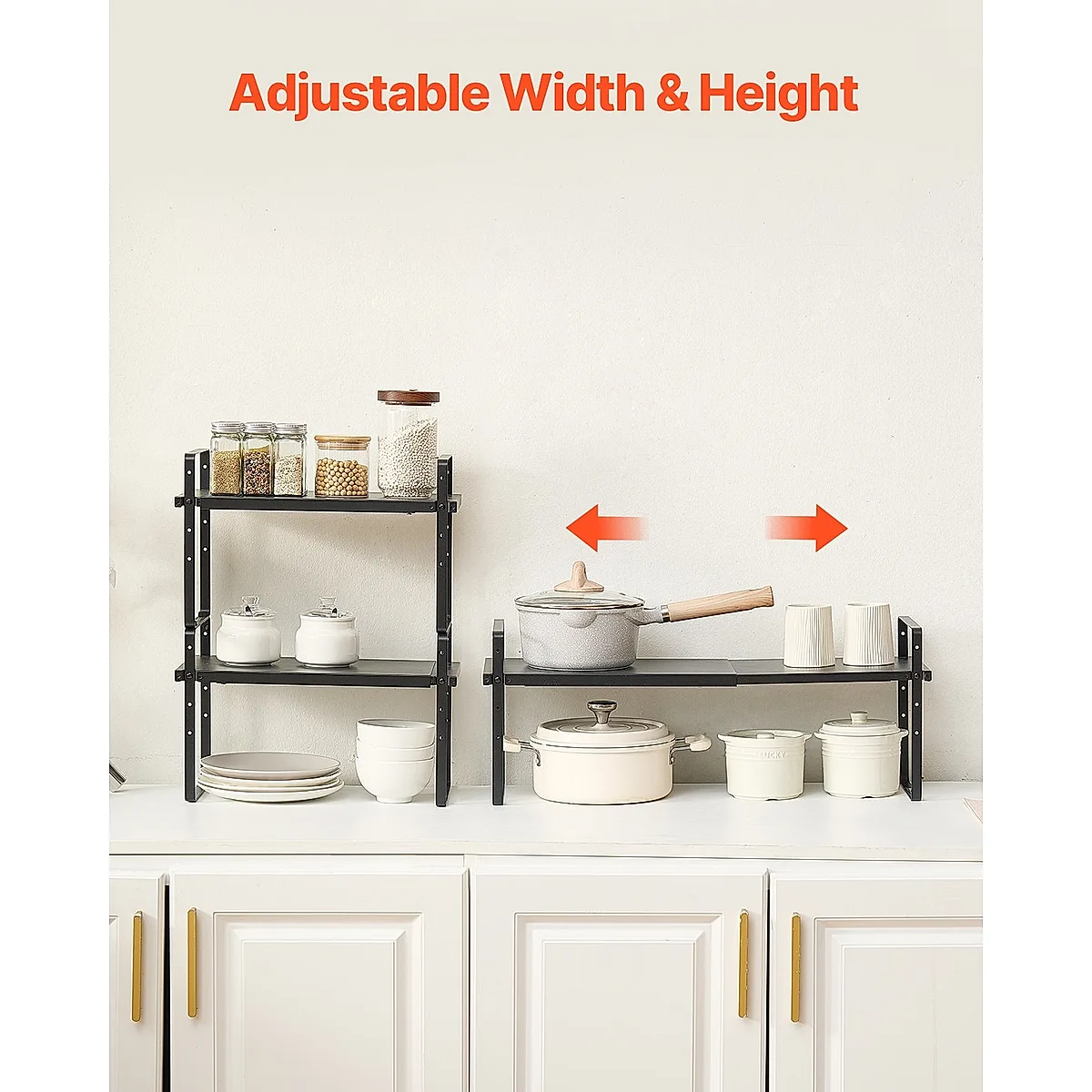 2 Tier Cabinet Organizer Shelf Counter Shelves Steel Kitchen Storage Spice Rack - Image 2