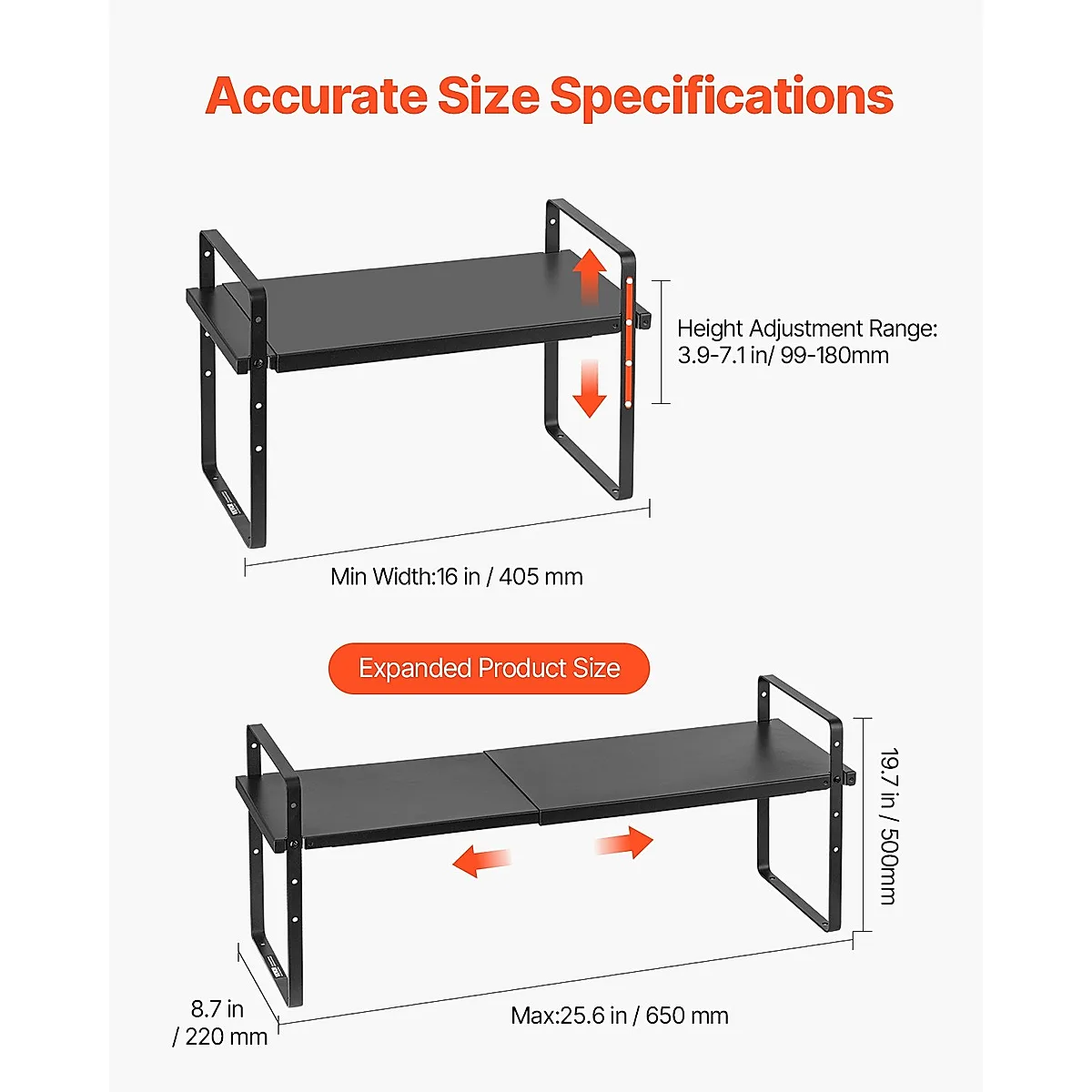 2 Tier Cabinet Organizer Shelf Counter Shelves Steel Kitchen Storage Spice Rack - Image 5