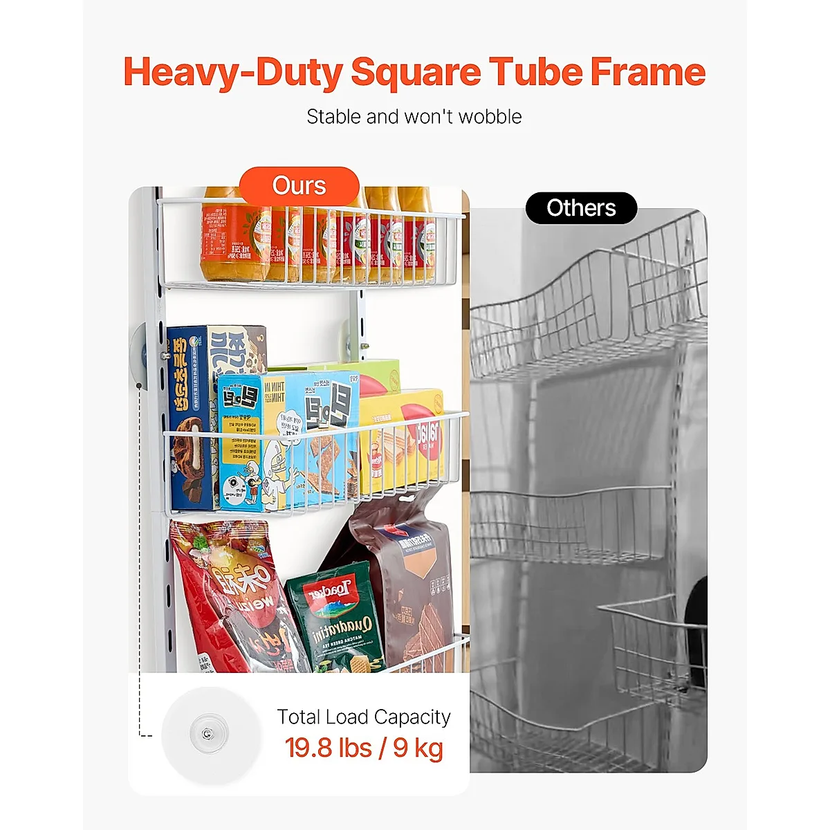 6-Tier Over The Door Pantry Organizer Hanging Storage Rack Adjustable Kitchen - Image 4