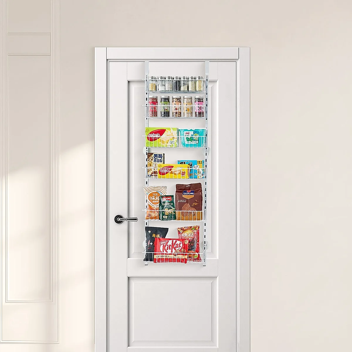 6-Tier Over The Door Pantry Organizer Hanging Storage Rack Adjustable Kitchen - Image 6
