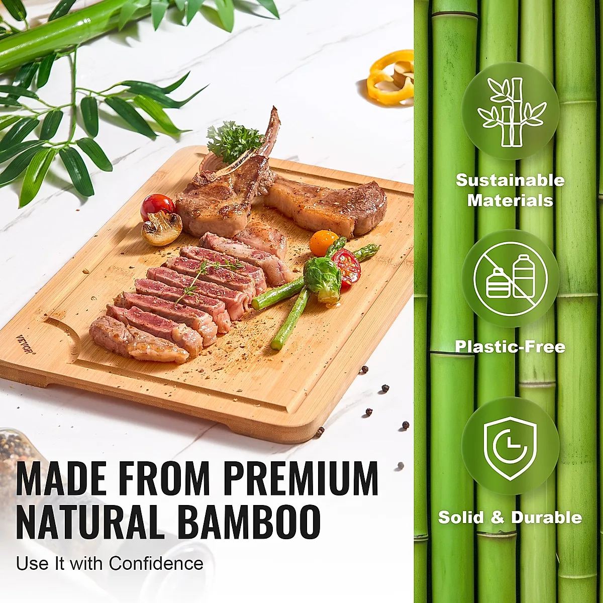 Bamboo Cutting Board Premium Versatile Cut Board With Built-in Handle - Image 2