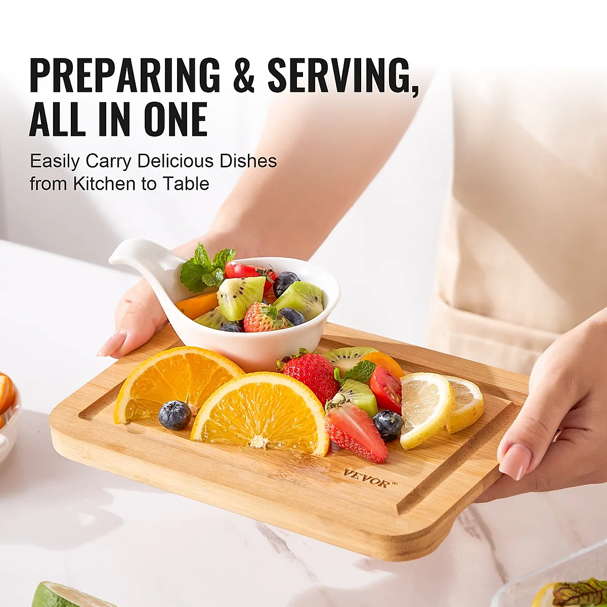 Bamboo Cutting Board Premium Versatile Cut Board With Built-in Handle - Image 5