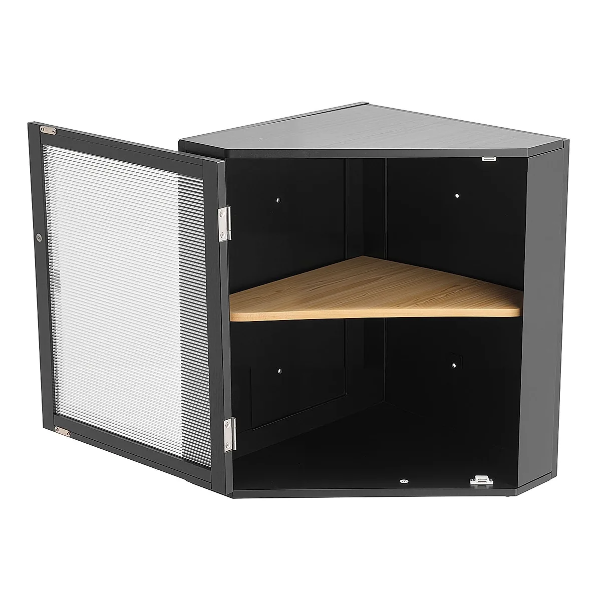 Corner Bread Box For Kitchen Counter Double Layer Bamboo Storage Container Black