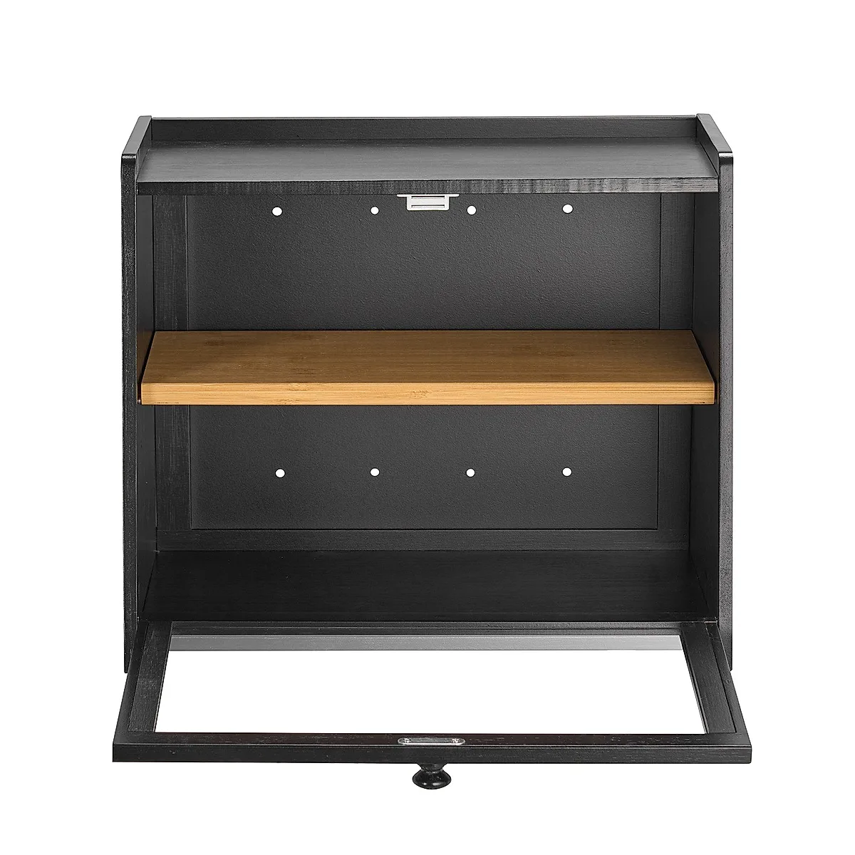 Double Layer Bread Box For Kitchen Counter Bamboo Storage Bread Container Black - Image 3