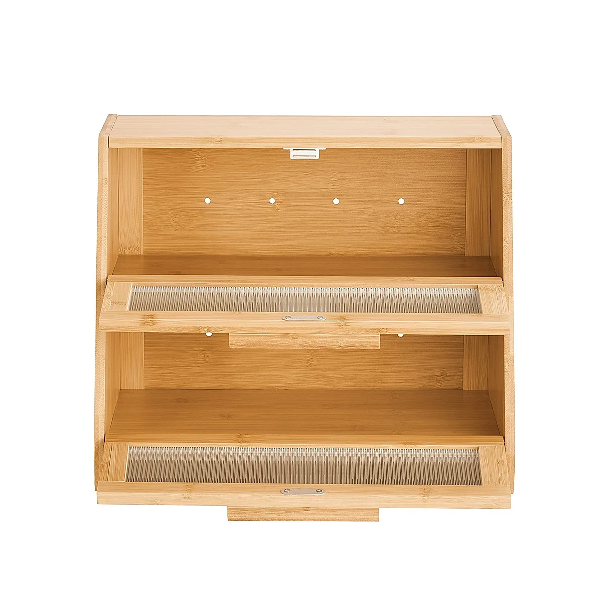 Double Layer Bread Box For Kitchen Counter Bamboo Storage Container Natural - Image 2