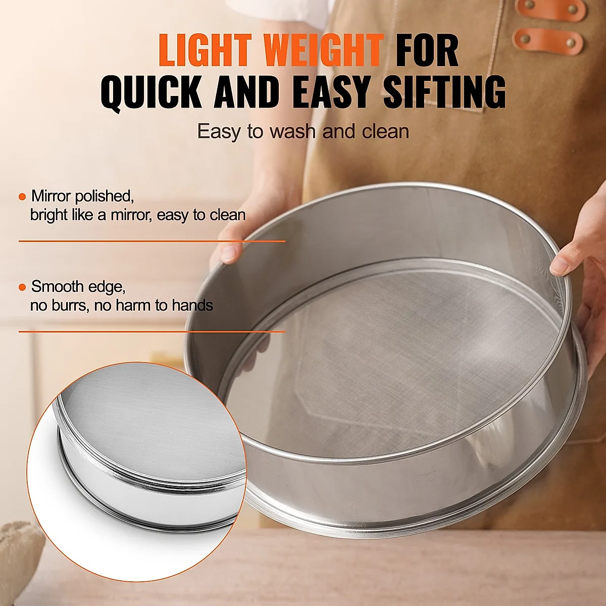 Flour Sieve Fine Mesh Stainless Steel 40 Mesh Flour Sifter For Baking Cake - Image 2