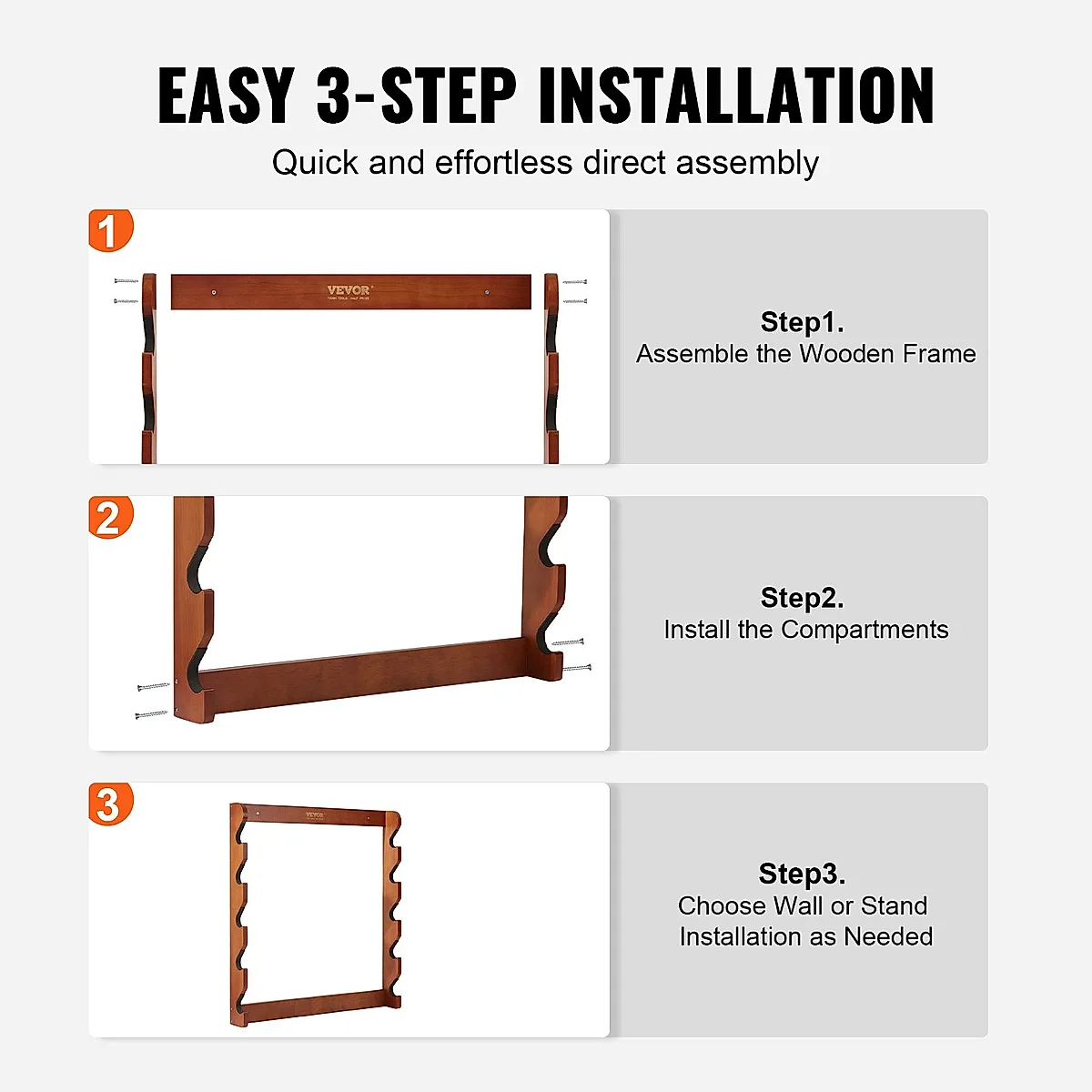Gun Rack, Wood Gun Rack Wall Mount, Gun Display Rack Holds 5 Rifles, Shotguns, 132 Lb Heavy Duty Wall Storage Display Rifle Rack With Soft Padding - Image 5