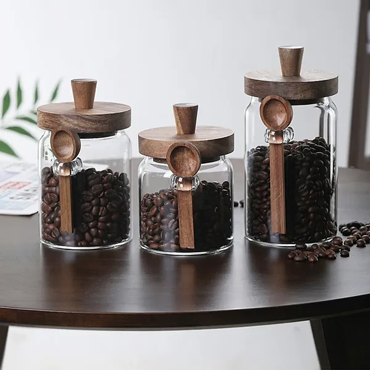 3 Pcs Glass Coffee Jars With Spoons, Candy Jars, Biscuit Jars, Storage Jars, Tea Jars, Snack Jars, Seasoning Jars, Salt Jars, Pepper Jars - Image 4