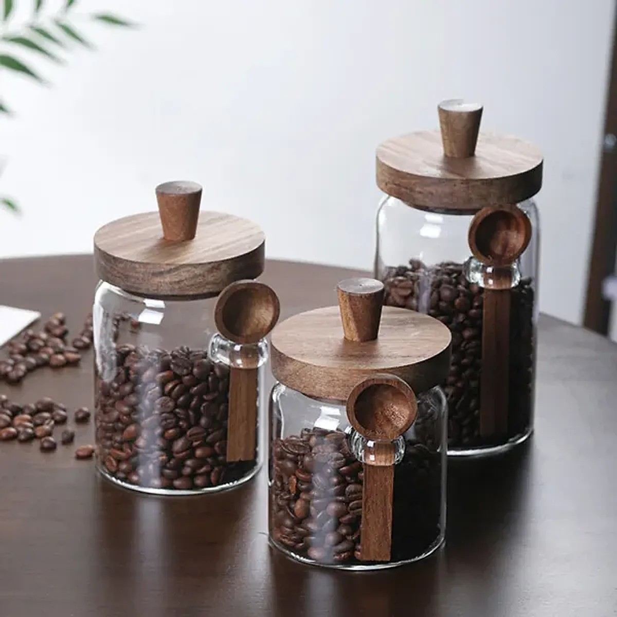 3 Pcs Glass Coffee Jars With Spoons, Candy Jars, Biscuit Jars, Storage Jars, Tea Jars, Snack Jars, Seasoning Jars, Salt Jars, Pepper Jars - Image 6