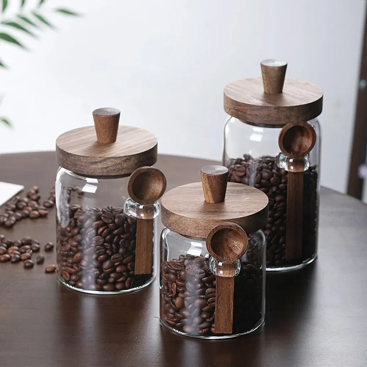 3 Pcs Glass Coffee Jars With Spoons, Candy Jars, Biscuit Jars, Storage Jars, Tea Jars, Snack Jars, Seasoning Jars, Salt Jars, Pepper Jars - Image 7