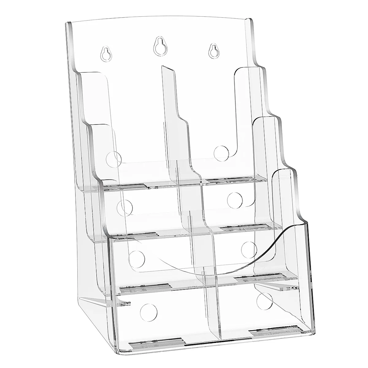 Acrylic Brochure Holder 8.5 X 11 Inch, 4-Tier Clear Acrylic Literature Display Stand, Plastic Literature Organizer Flyer Stand & Removable Divider For Office Exhibition, Countertop Or Wall Mount - Image 6