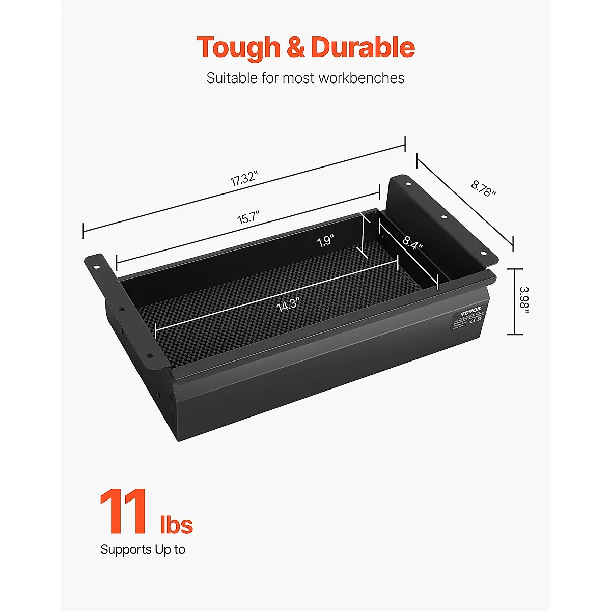 16" Wide Under Desk Drawer Slide Out, Under Desk Mounted Pull-out Drawer Attachment, Hidden Desktop Storage Organizer, Under Table Pencil Drawer For Office Home Sit Stand Workstation, 17x9x4 In - Image 5