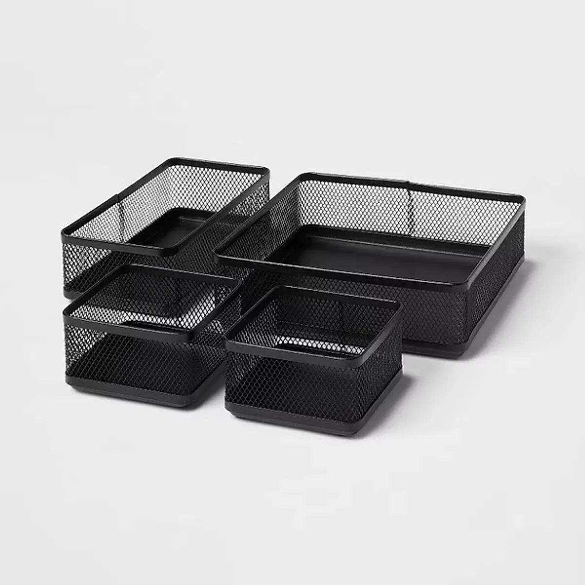 Mesh Desk Organizer Black: Steel Office Supplies & Desk Drawer Organizers, 8"x8"x4.5"