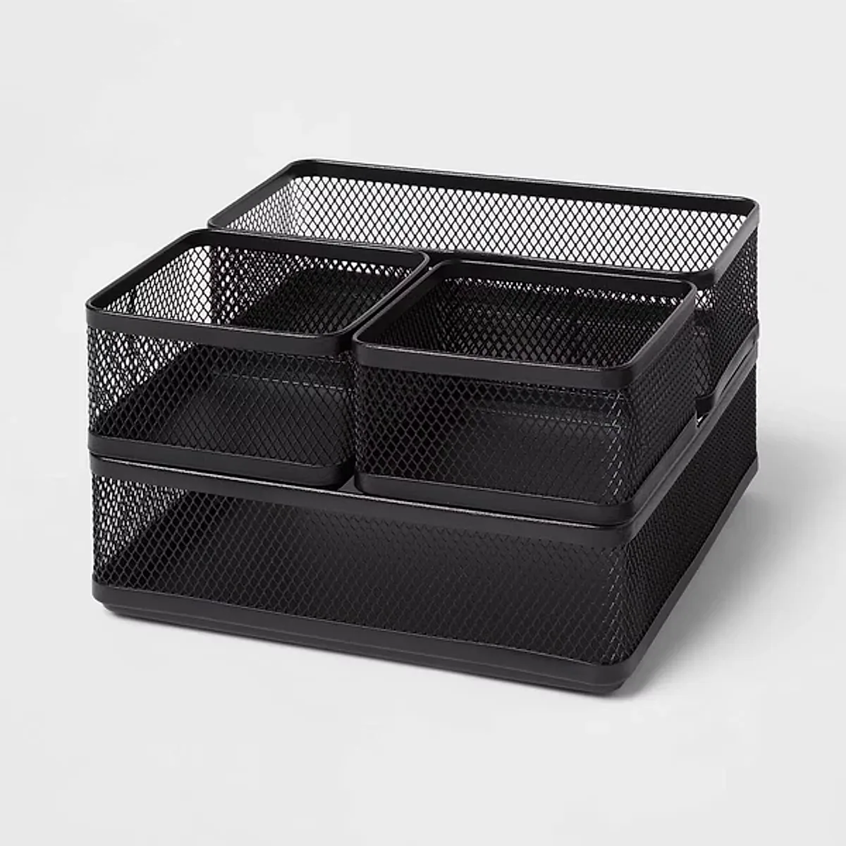 Mesh Desk Organizer Black: Steel Office Supplies & Desk Drawer Organizers, 8"x8"x4.5" - Image 3