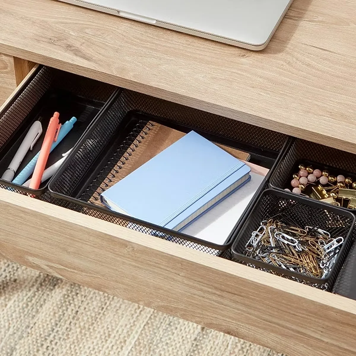 Mesh Desk Organizer Black: Steel Office Supplies & Desk Drawer Organizers, 8"x8"x4.5" - Image 4