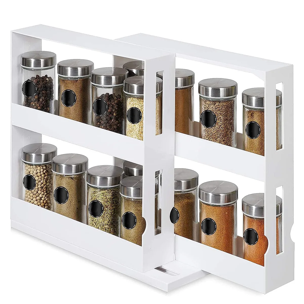 1Pc Swivel Cabinet Organizer Revolving Kitchen Rack Spice Organizer For Cabinet Condiment Holder Shelf - Image 3
