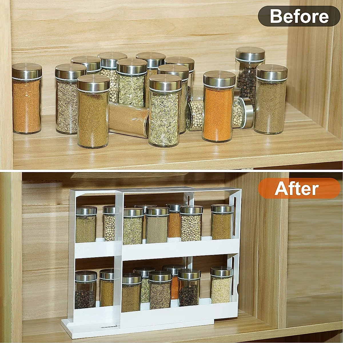 1Pc Swivel Cabinet Organizer Revolving Kitchen Rack Spice Organizer For Cabinet Condiment Holder Shelf - Image 6