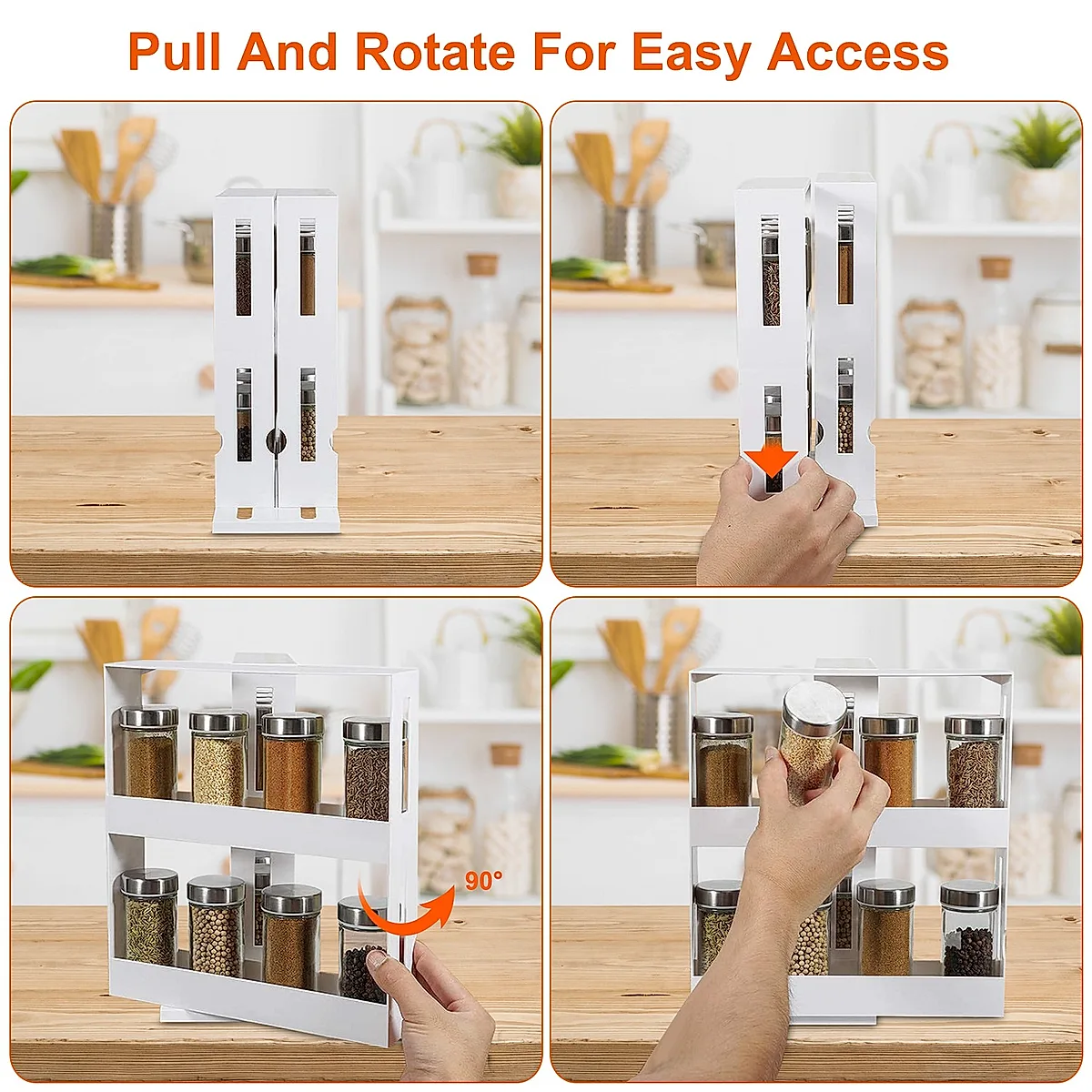 1Pc Swivel Cabinet Organizer Revolving Kitchen Rack Spice Organizer For Cabinet Condiment Holder Shelf - Image 7