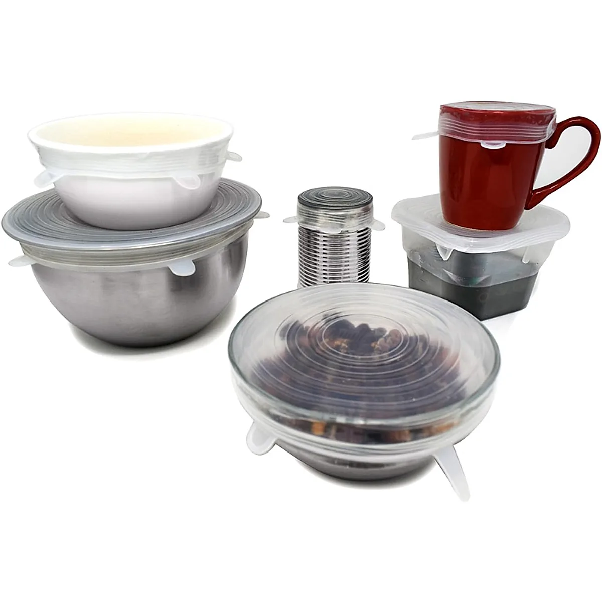 Kitchen Microwave Food Cover With 6 Silicone Lids, Extension Lid, Bowl Lid, Elastic Silicone Lid, Universal Adaptability Lid - Image 5