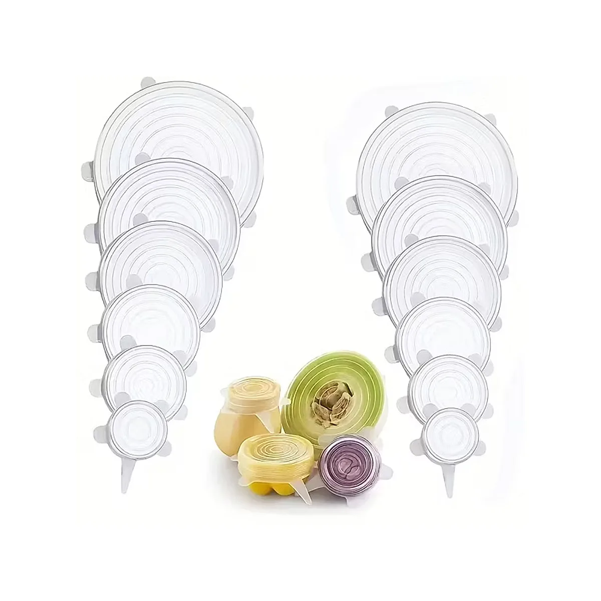 Kitchen Microwave Food Cover With 6 Silicone Lids, Extension Lid, Bowl Lid, Elastic Silicone Lid, Universal Adaptability Lid - Image 6