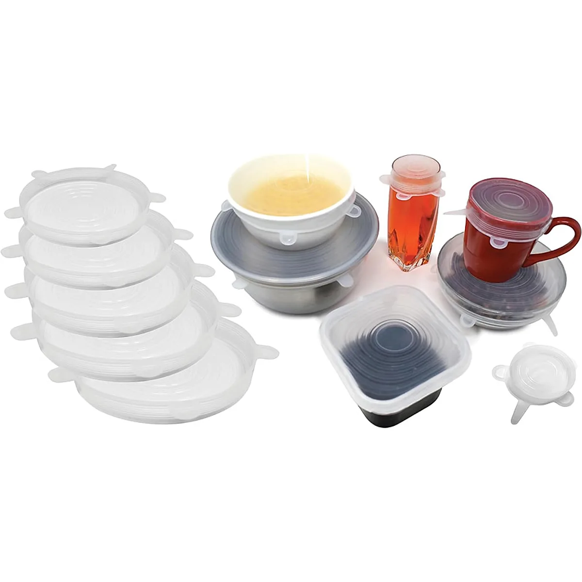 Kitchen Microwave Food Cover With 6 Silicone Lids, Extension Lid, Bowl Lid, Elastic Silicone Lid, Universal Adaptability Lid - Image 8