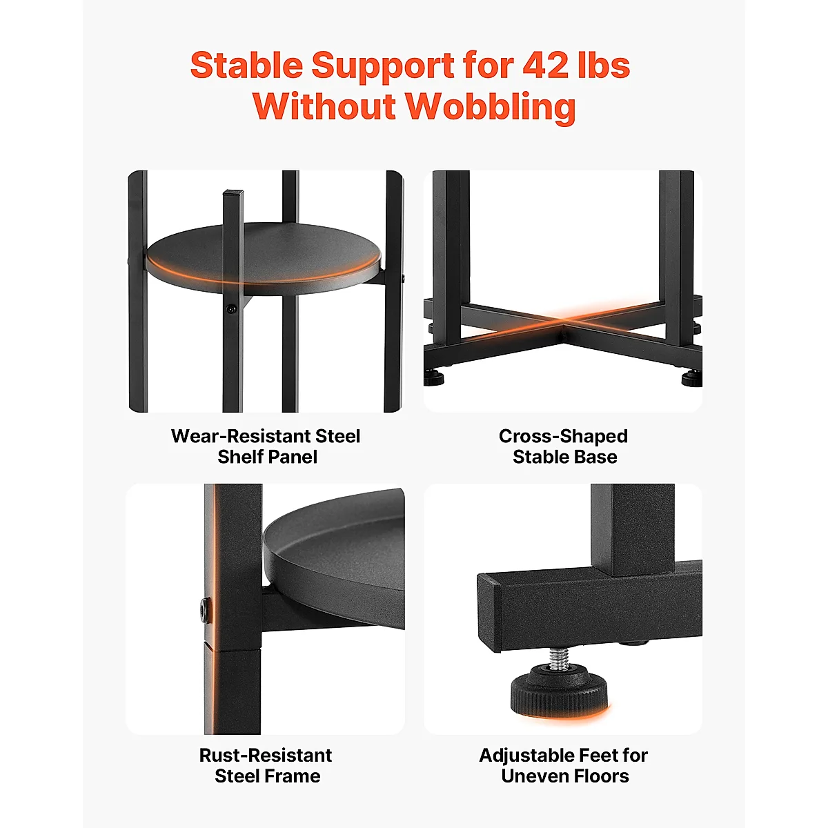 Water Dispenser Stand, 2 Tiers Water Jug Holder For 1 Bottle, Heavy Duty Jug Rack Organizer With Detachable Storage Shelf, Cross-Shaped Stable Base, For Kitchen, Office, Living Room, Black - Image 4