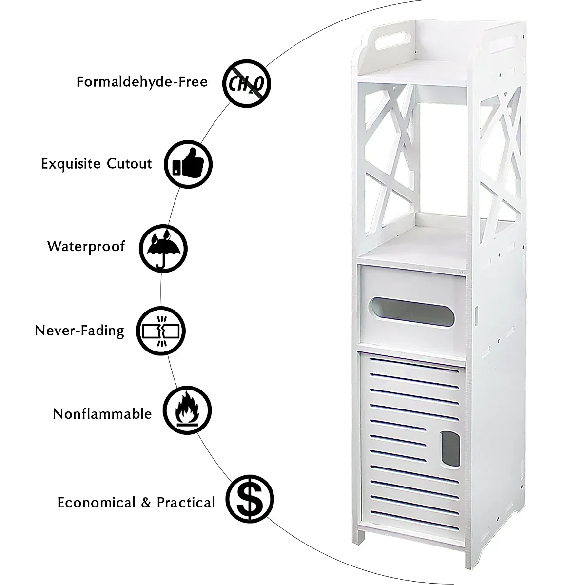 Bathroom Storage Shelf Drawer Multi Compartment Organizer Water Proof Anti Decay Anti Rot Environmental Friendly White - Image 2