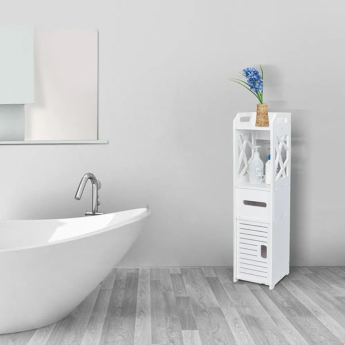 Bathroom Storage Shelf Drawer Multi Compartment Organizer Water Proof Anti Decay Anti Rot Environmental Friendly White - Image 7