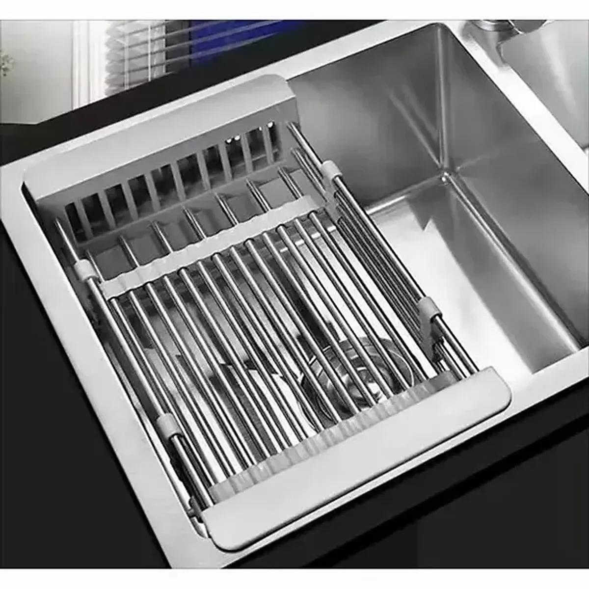 Adjustable Immersion Sink Dish Drying Rack With Stainless Steel Drain Basket - Portable And Retractable Space-Saving Fruit And Vegetable Solution(UPS/UPS logistics delivery supports self-pickup) - Image 7