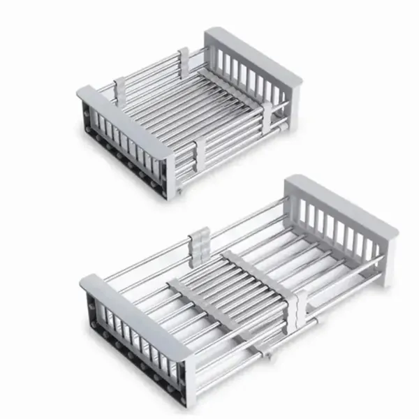Adjustable Immersion Sink Dish Drying Rack With Stainless Steel Drain Basket - Portable And Retractable Space-Saving Fruit And Vegetable Solution(UPS/UPS logistics delivery supports self-pickup)-15