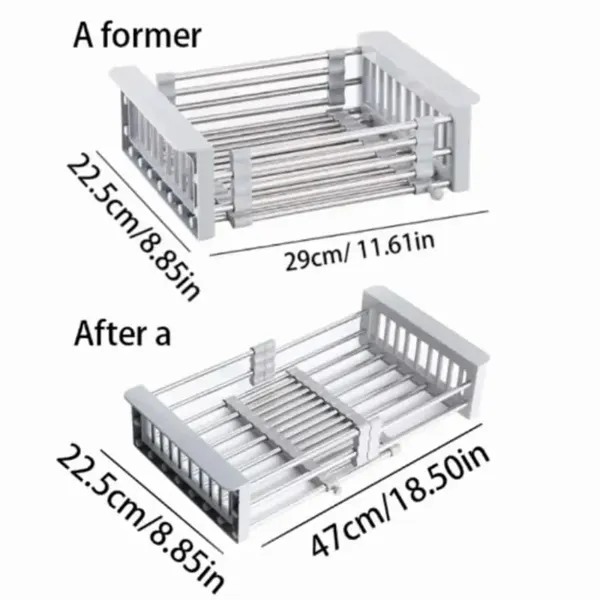 Adjustable Immersion Sink Dish Drying Rack With Stainless Steel Drain Basket - Portable And Retractable Space-Saving Fruit And Vegetable Solution(UPS/UPS logistics delivery supports self-pickup)-17