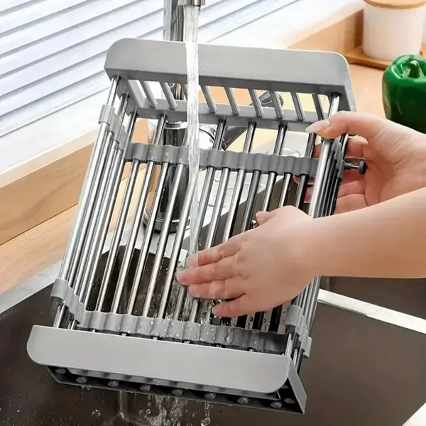 Adjustable Immersion Sink Dish Drying Rack With Stainless Steel Drain Basket - Portable And Retractable Space-Saving Fruit And Vegetable Solution(UPS/UPS logistics delivery supports self-pickup)-19