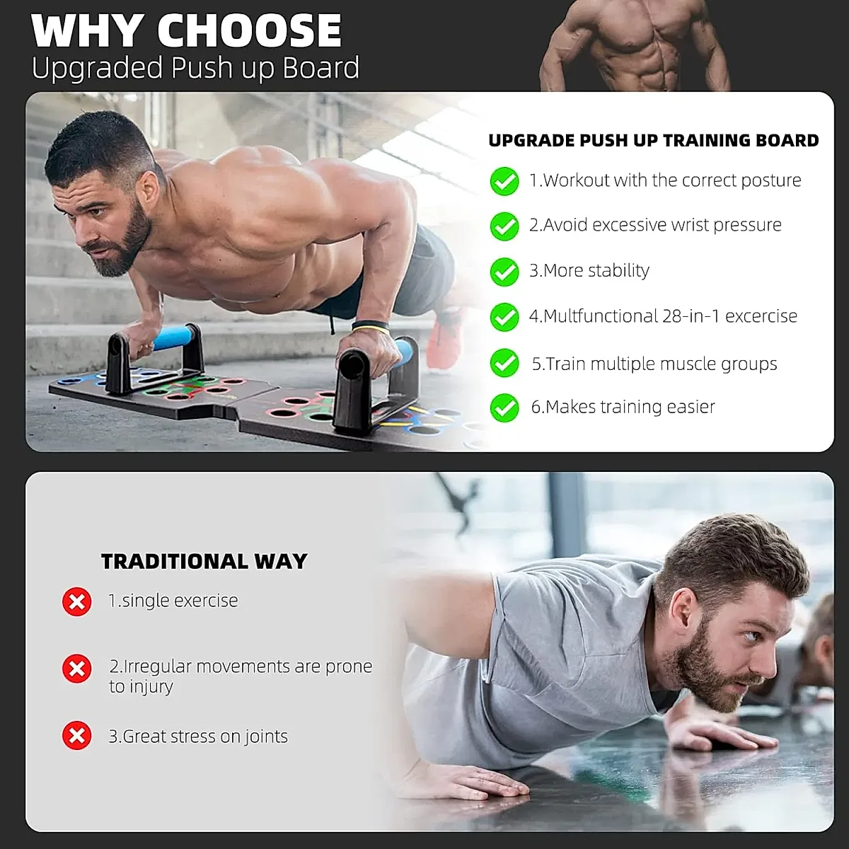 28 in 1 Push Up Rack Board System Fitness Workout Train Home Gym Exercise Stands - Image 6