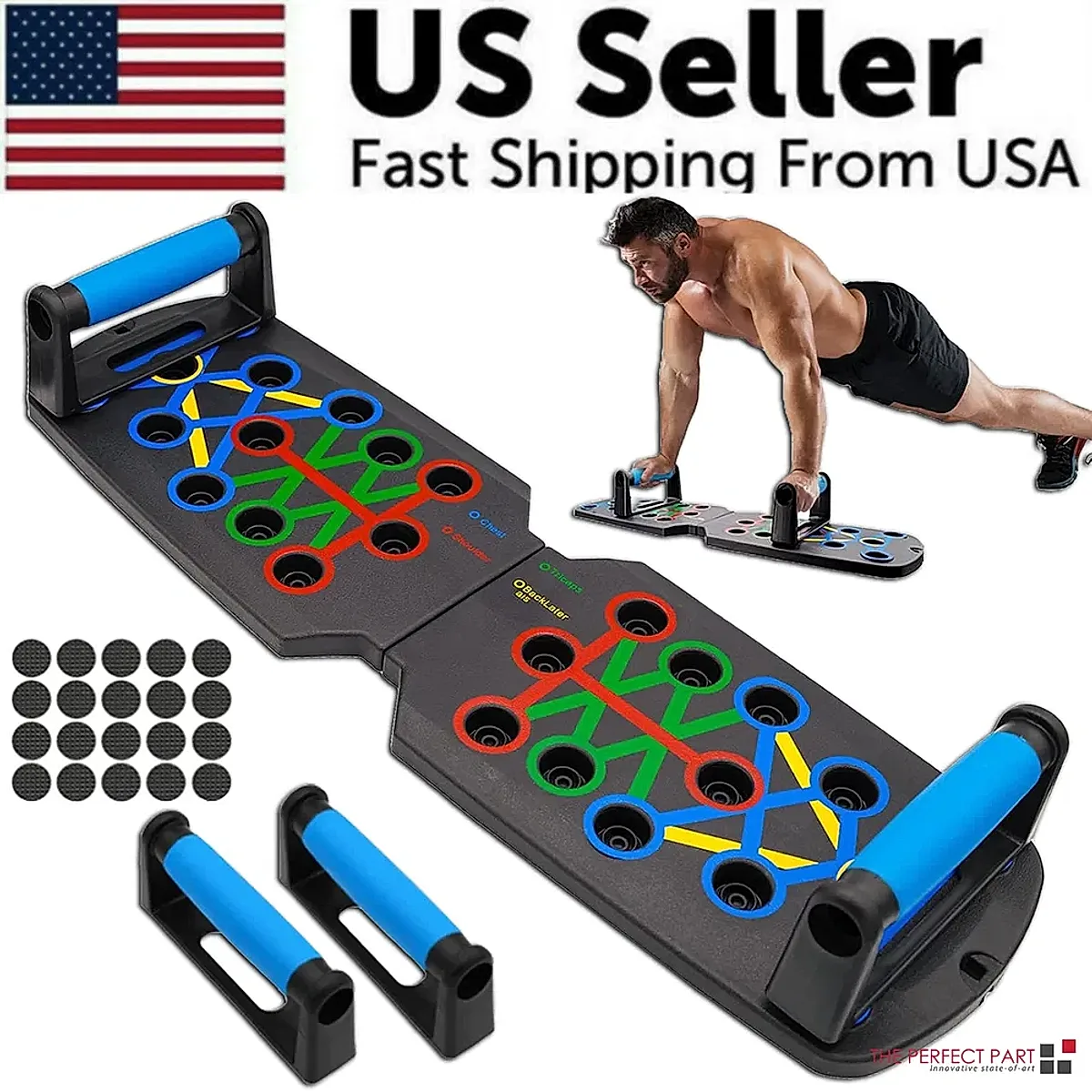 28 in 1 Push Up Rack Board System Fitness Workout Train Home Gym Exercise Stands - Image 9