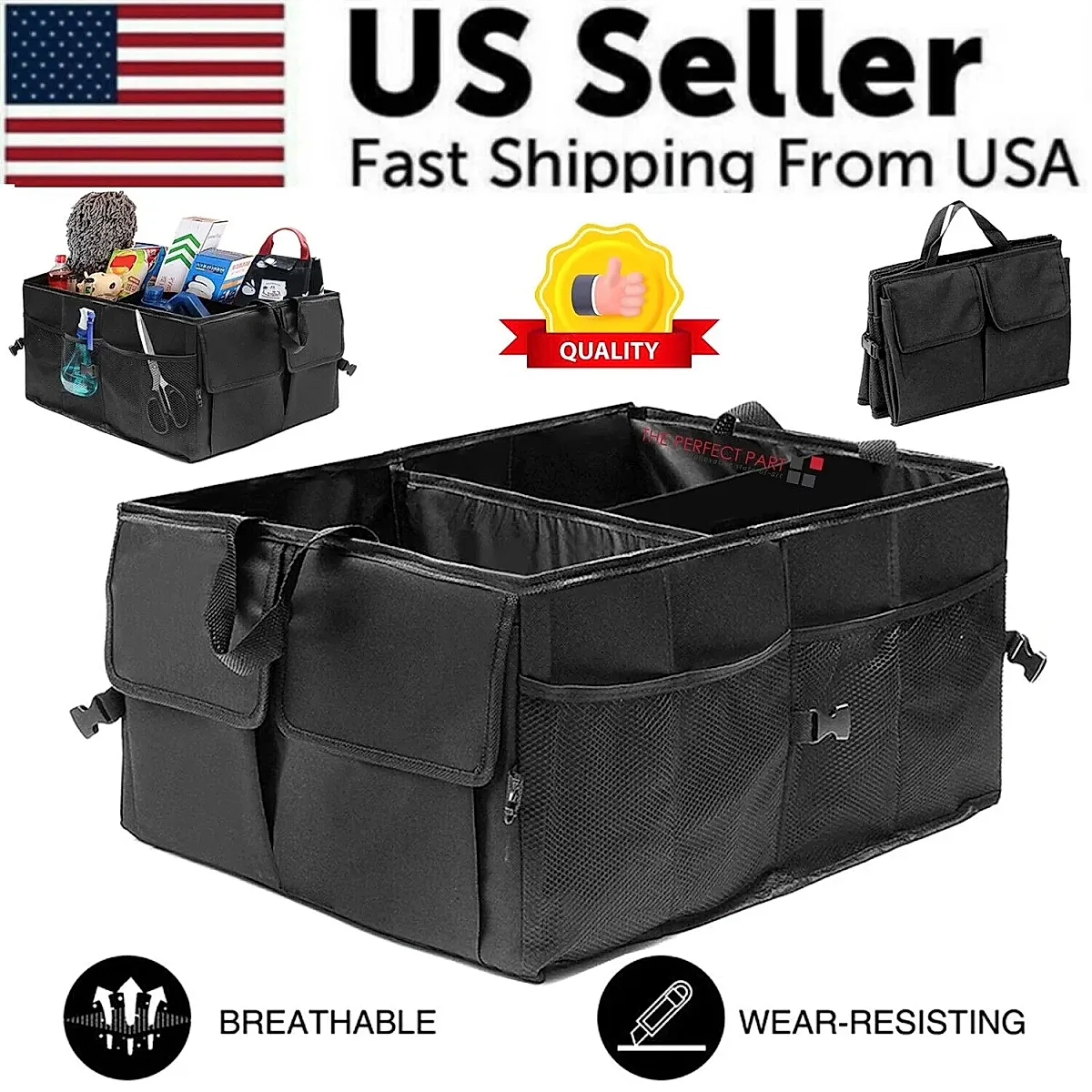 Trunk Cargo Organizer Folding Storage Collapse Bag Bin For Car Truck SUV 40L US - Image 4